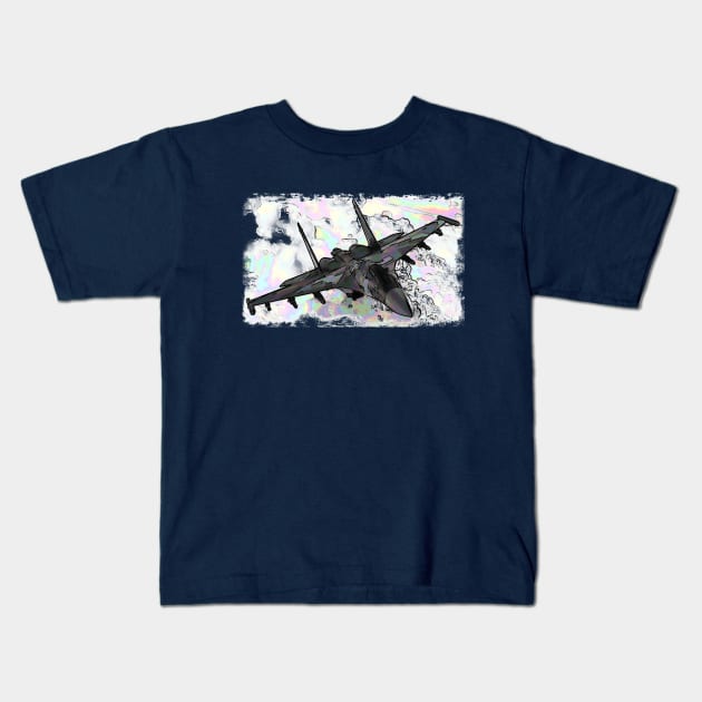 Aviation Fighter Jet white Kids T-Shirt by FasBytes